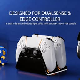 Sounix Oplaadstation geschikt voor PS5 / PS5 Slim / PS5 PRO / DualSense Controller - PS5 accessoires - Dual Oplader - Charging Dock - Zwart — thumbnail 4