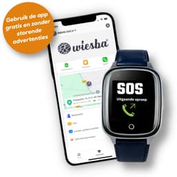 Wiesba WB34S - GPS Horloge Senior - Smartwatch voor Ouderen - Persoonlijke alarmen - alarm horloge ouderen - GPS Horloge Alzheimer - Valdetectie - Personenalarmering met SOS knop Alarmknop - Blauw — thumbnail 1