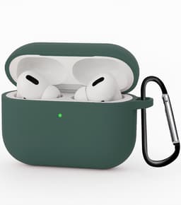 Hoesje - Geschikt voor Apple Airpods Pro 3 - met Clip - Siliconen Hoes - Silicone Case Cover - Donkergroen — thumbnail 1