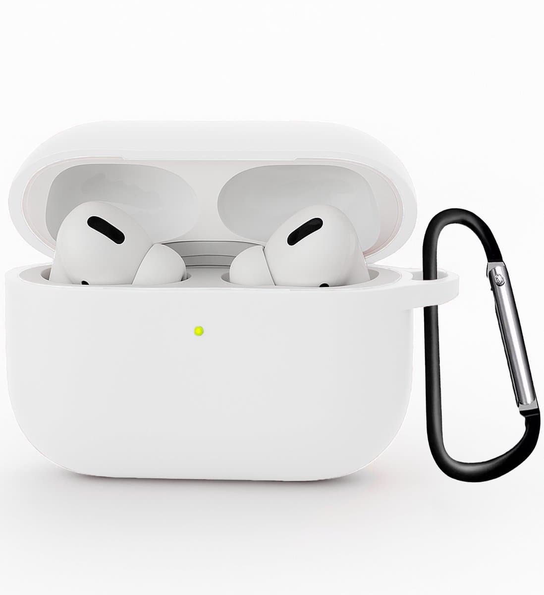 Hoesje Geschikt voor Apple Airpods Pro 3 - Siliconen Hoes met Clip - Silicone Case Cover - Wit — afbeelding 1