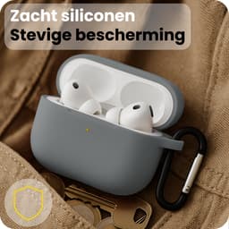 Hoesje Geschikt voor Apple Airpods Pro 3 - Siliconen Hoes met Clip - Silicone Case Cover - Grijs — thumbnail 4