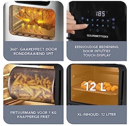 Hetelucht friteuse - XXL oven - Vetarm koken - 10 programma's - 12 Liter - Zilver — thumbnail 2