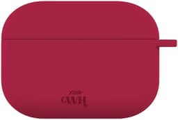 xoxo Wildhearts siliconen hoesje geschikt voor AirPods Pro (2) - Silicone Case (Burgundy) - Beschermhoes met clip - Optimale bescherming - Bordeaux Rood — thumbnail 1