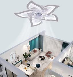 Lichtendirect-Plafondventilator met verlichting - Smart Lamp - Dimbaar- 6 Standen Ventilator – Plafonniere- Keuken Lamp – Woonkamer lamp- Afstandsbediening- APP functie — thumbnail 3