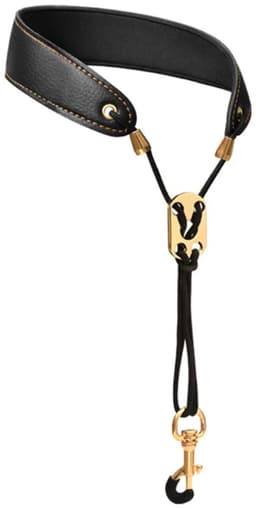 Lederen Saxofoonriem – Comfortabele Nekriem met Halsbescherming Zwart – Geschikt voor Sopraan, Alt, Tenor & Bariton Saxofoon – Verstelbare Lanyard — thumbnail 1