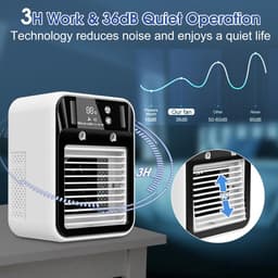 Draagbare airconditioner, oplaadbare mini-airconditioner, verdampingsluchtkoeler, 2 snelheden, 2 koudeluchtstralen, digitaal display, draagbare airconditioner voor auto, slaapkamer, kantoor, camping — thumbnail 4