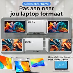 Triple Portable Monitor Expert 14" OneCable - Full HD Draagbare monitor met USB-C & HDMI - Tri screen - Plug & Play - Incl. Draagtas — thumbnail 2