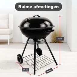 alpina Houtskool BBQ - Kogelbarbecue Ø43 cm - Barbecue met Deksel en Wielen - Geïntegreerd Ventilatiesysteem - Verwijderbare Asopvangbak - Zwart — thumbnail 2