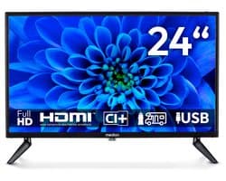 MEDION 59.9 cm 24" Full HD TV perfect voor camping camper vrachtwagen tuin 12V auto adapter Triple Tuner HDMI USB, MD824000