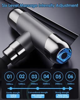 Diep weefselmassagepistool, 6-standen rug- en nekpercussiemassage, 4-kops draadloos spiermassageapparaat, pijnverlichting, Type-C-oplaadbaar, reisformaat — thumbnail 3