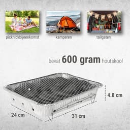 Wegwerp Barbecue met Houtskool – 6 Stuks – Instant BBQ voor Buiten, Camping of Picknick – Inclusief Rooster – Barbecue Accessoires – Houtskool BBQ – BBQ Kopen — thumbnail 2