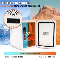 Bolmans - Mini Koelkast - Minibar - Minikoelkasten - Camping Koelkast - Koel- en Verwarmingsfunctie - 9V - 220V - Voor Kantoor, Kamer en Slaapzaal - Wit — thumbnail 5