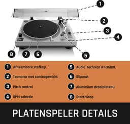 Lenco Platenspeler - Direct drive - USB digitalisering - DJ Draaitafel - L-3810GY - Grijs — thumbnail 5