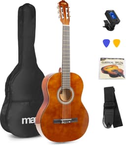 Klassieke Akoestische Gitaar 4/4 - Met Nylon Snaren - MAX SoloArt - Beginnersset met Accessoires - Bruin — thumbnail 1