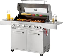 Juskys Barbecue / Gasgrill / BBQ Minnesota - 7-Pits - RVS - Incl. Afdekzeil — thumbnail 1
