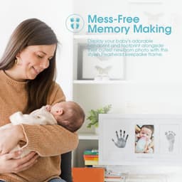 Babyprints Pasgeboren Baby Handafdruk en Voetafdruk Fotolijst Kit met Inbegrepen Veilig voor Baby Clean-Touch Inkt Pad, Wit, Memorabele Doop Keepsake, Gift voor elke nieuwe moeder — thumbnail 3