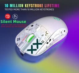 HXSJ T90 2.4G Stille Draadloze Gaming Muis - Bluetooth - Computermuizen - Ultra licht - RGB Verlichting - Wit — thumbnail 5