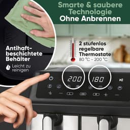 Heteluchtfriteuse met 2 compartimenten voor gelijktijdig koken | 9 liter — thumbnail 2