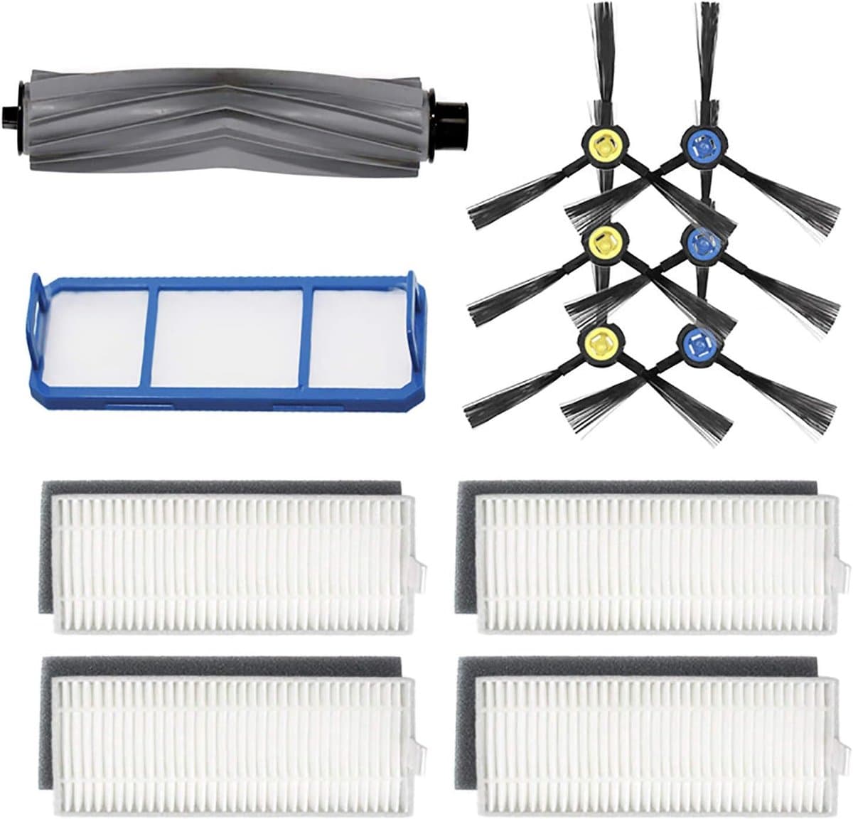 Accessoirekit - geschikt voor ILIFE A7 - A9S - X785 - X750 - X800 robotstofzuiger - met 1 hoofdborstel (rubber), 3 paar zijborstels, 4 filters en 1 voorfilter — afbeelding 1