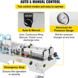 VEVOR 10w Vulmachine Voor Vloeistoffen 100-1000ml Vloeistofvulmachine Vulmachine Voor Vloeistoffen Met Dubbele Kop — thumbnail 5