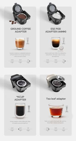 HiBREW H1B 6-in-1 Pods Koffiezetapparaat- Waterreservoir van 600 ml - Extractie met een druk van 20 Bar - Koude/Warme modus - LED-indicator - Zwart — thumbnail 4