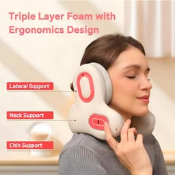 Neksteun in u-vorm met bluetooth-headset voor onderweg, geheugenschuim hoofdsteun, ergonomisch ontwerp, reismuzieksteun met verstelbare gesp — thumbnail 3