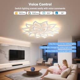 Dimbare Slimme LED-plafondlamp met Afstandsbediening en App, Moderne Kroonluchter voor Woonkamer en Slaapkamer, 18 Koppen, Ø105cm, 168W — thumbnail 2