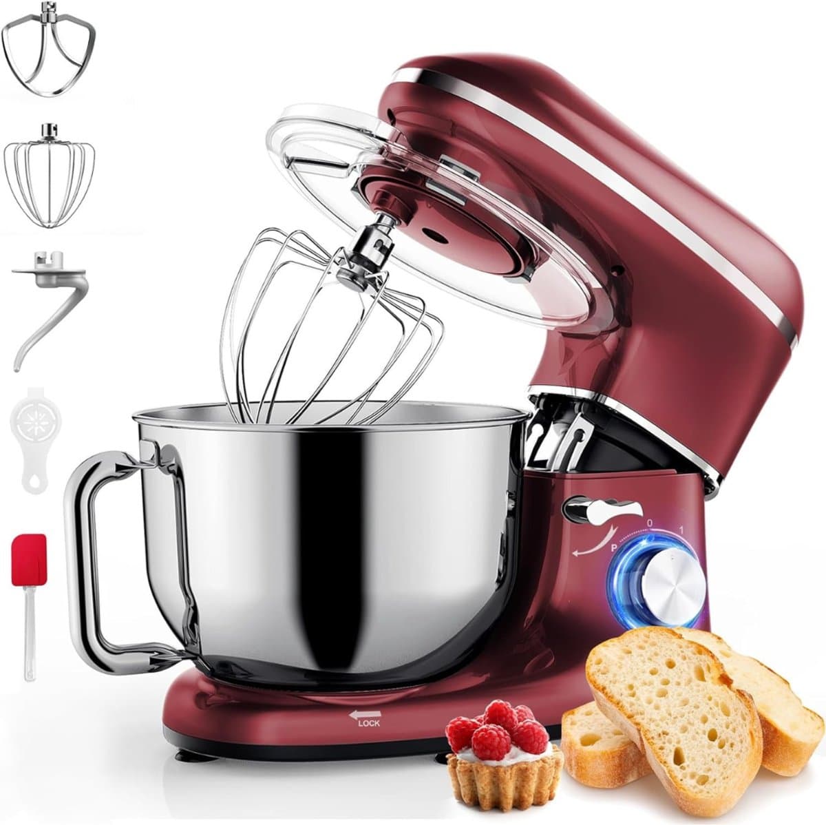 Quvo® Deegmachine - Elektrische Deegmixer - Keukenmixer - 6.2L - Mixen en Mengen- Rood - 38cm x 24cm x 32cm — afbeelding 1