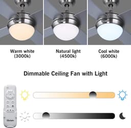 Moderne plafondventilator met LED-verlichting en afstandsbediening - Energiezuinig en Stil — thumbnail 5