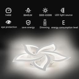 Dimbare LED Plafondlamp met Afstandsbediening - Modern Kleurveranderende Lamp voor Woonkamer en Slaapkamer - 5 Lichten, Ø 63 cm — thumbnail 2