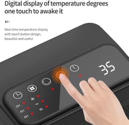 Draagbare binnenverwarmer met thermostaat, 1500W PTC keramische elektrische verwarmer voor slaapkamer, kantoorveiligheidsverwarmer, 12-uurs timer — thumbnail 2