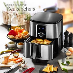 tectake® Airfryer Heteluchtfriteuse XXL - 90% Minder Olie, 10,2 L Inhoud - Touchscreen Display - 8 Programma's - Vet- en Olievrij - Inclusief Accessoires en Receptenboekje - Zilver — thumbnail 4