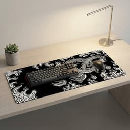 Grote Muismat 80x30 | Gaming Muismat | Zwart en wit | XXL | Antislip | Desktop Mat | Computer Mat | Draak — thumbnail 4