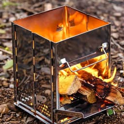 Houten brandende vouw-camping oven, RVS roosters, draagbare vouw-rugzak oven, wandelen, outdoor tent, kamperen, picknick, barbecue, — thumbnail 4