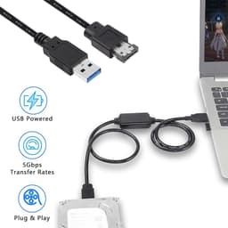 USB naar eSATA converterkabel 5 Gbit/s - 1m voor HDD/SSD/ODD laptops — thumbnail 2