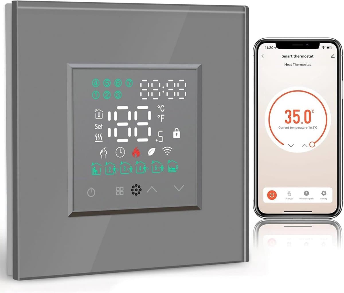 Slimme Programmeerbare Thermostaat voor CV-ketel – Wifi, App & Spraakbesturing (Alexa/Google) — afbeelding 1