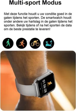 Belesy® HEAVEN – Smartwatch Dames – Smartwatch Heren – Horloge – 1.85" Kleurenscherm – Stappenteller – Hartslagmeter – Bloeddrukmeter – Slaapmonitor – Split Screen – Stembediening – Sportmodus – Bluetooth 5.1 – Zwart - Moederdag — thumbnail 5