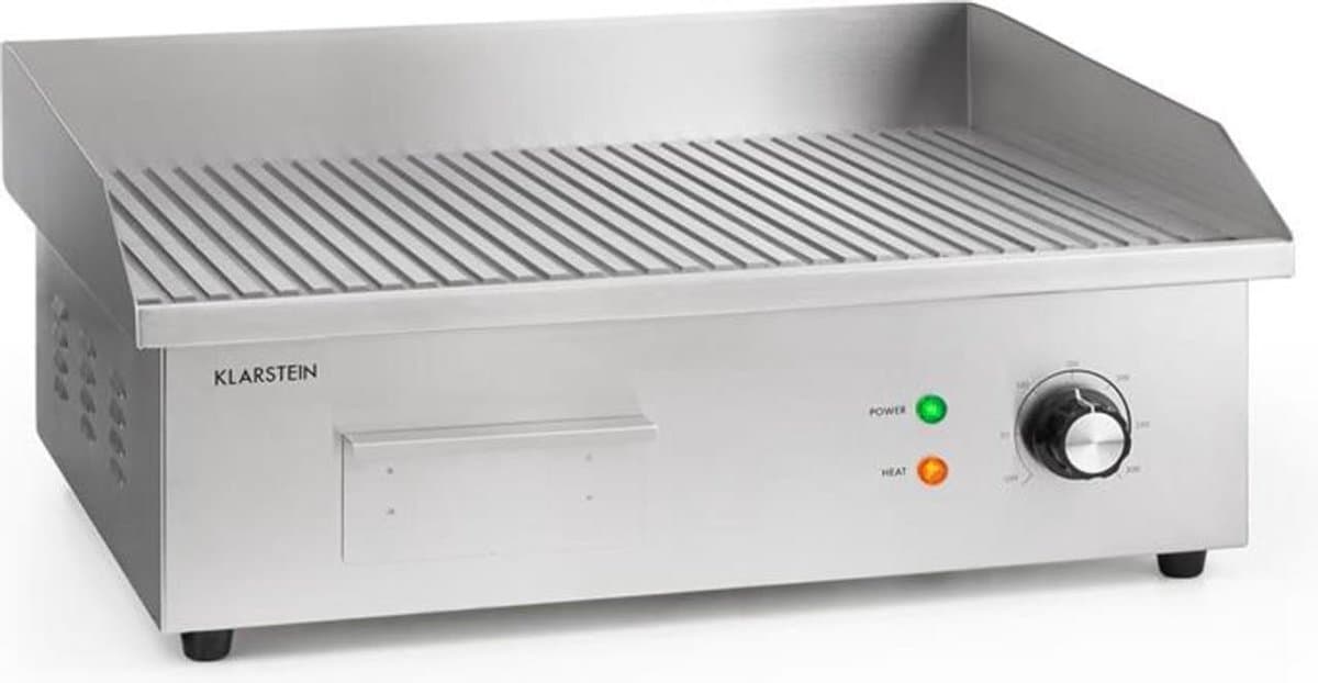 Klarstein Grillmeile 3000R Pro - elektrische bbq - 3000W,5x35 cm - Geribbeld - Zilver - 22 kg - voor Horeca - LED Thermostaat Energiezuinig - Tafelgrill - Indoor Grill - Tischgrill - Elektrische Grill - voor Snackbar - voor Foodtruck — afbeelding 1