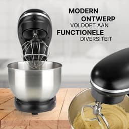 Mixer Met Mengkom Multifunctioneel - Keukenmixer Met Mengkom 2 In 1 - Deegmachine Met Garde & Haken - 100% Tevredenheidsgarantie - 250W - 6 Snelheden - 5 Liter — thumbnail 2
