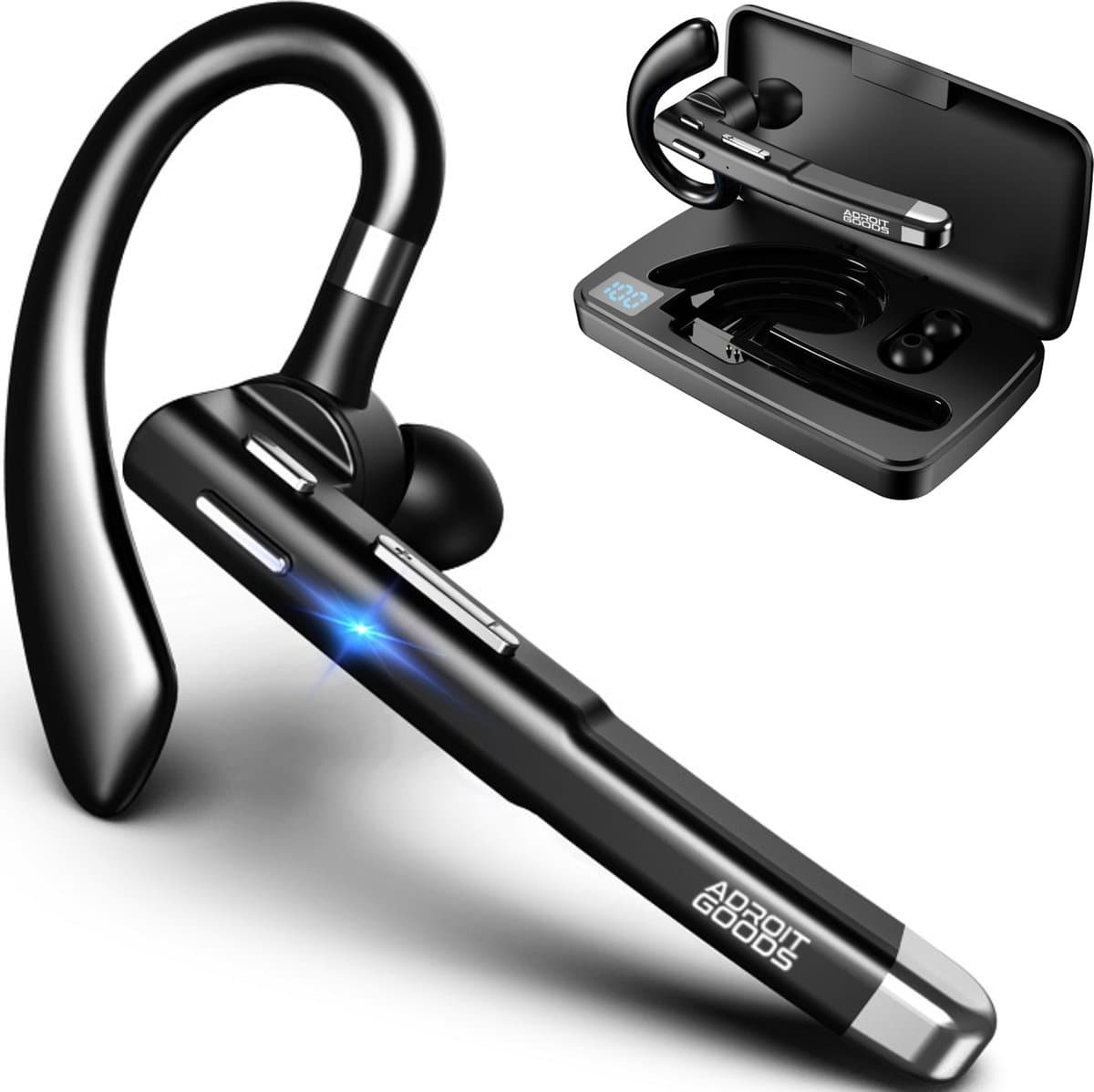 AdroitGoods Draadloze Headset - Met Noise Canceling en OplaadCase - Bluetooth 5.0 - Handsfree Bellen Auto Bluetooth - Werk oordopjes - Oortjes – Oortjes Draadloos — afbeelding 1