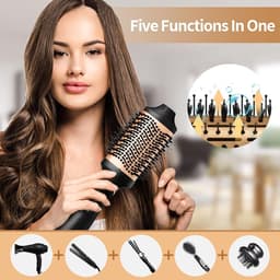 Haardrogerborstel, 1000 W, 4-in-1 negatieve ionen, heteluchtborstel, 3 temperaturen en 2 debietniveaus, keramische kop, kabel 360 graden, snelle kapsels, geen krullen, stralend volume — thumbnail 3
