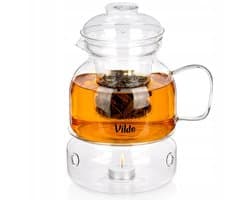 Glazen theepot 1.5L met infuser en waxinelichtje houder