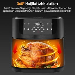 Heteluchtfriteuse XXL - Airfryer met venster - Gezond koken - 8 programma's - 9 Liter - Zwart — thumbnail 5