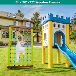 Klimnet voor kinderen met installatiebasis voor houten frames van 91,4 x 182,9 cm, 1000 lbs capaciteit, ladder, klimnet, ladder voor speelplaatsen, boomhutten, schommelsets en obstakelbanen — thumbnail 5