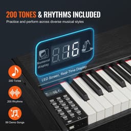 Digitale Piano met 88 Toetsen, Elektrische Piano met Dubbel Klavier en Ingebouwde Luidsprekers, Draagbare Koffer met Standaard en Hoofdtelefoonaansluiting, 200 Geluiden en Ritmes, Compatibel met Bluetooth/USB/MIDI, Ideaal voor Beginners — thumbnail 5