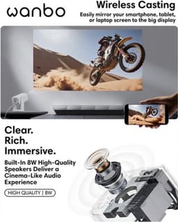 Beamer En Mini Projector - Enige Uitvoering - 8W Bluetooth Speaker - LED - Wit - Voor Thuisbioscoop — thumbnail 4