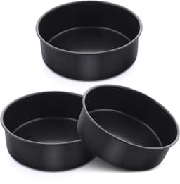 E-far 15,5 cm taartvorm set van 3, anti-aanbaklaag roestvrij staal kleine ronde taartpannen blik voor het bakken van laagtaarten, roestvrijstalen kern en niet-giftige coating, rechte kant en 5,5 cm — thumbnail 1