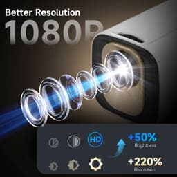 Homezo mini projector - Beamer - Native 1080P Full HD - 330 ANSI lumen - Autofocus - Wifi - Bluetooth - 5 W ingebouwde luidspreker — thumbnail 3