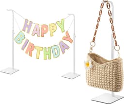 Pickpiff 3 Pack Purse Holder Handtas Display Stand: Wit Hanger Rack voor Tassen, Portemonnees en Krans, Verstelbare Haak Stand voor Tafelblad, Kast en Retail Gebruik voor Leveranciers — thumbnail 5