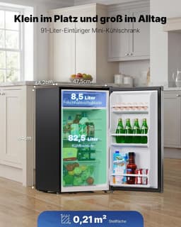 Compacte Koelkast - Kleine Koelkast - Dranken Koelen - Energiezuinig Stil - 91 Liter - Zilver — thumbnail 4